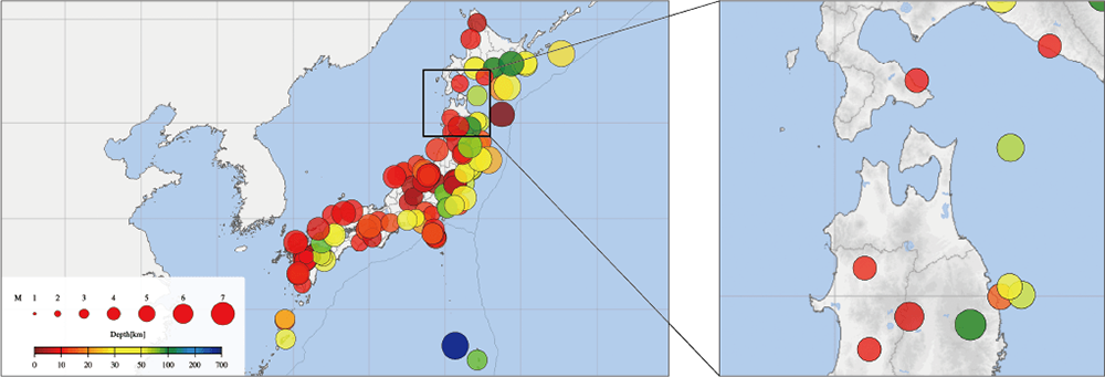 日本付近で発生した主な被害地震（1993年始〜2022年末：151地震）